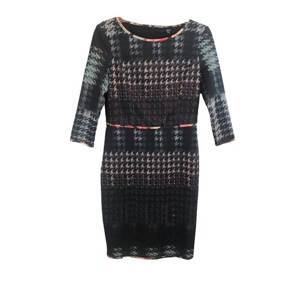 Bedo Dresses & Skirts - Bedo Bodycon Pencil Fitted Dress Black/Multi Colored Ladies Med